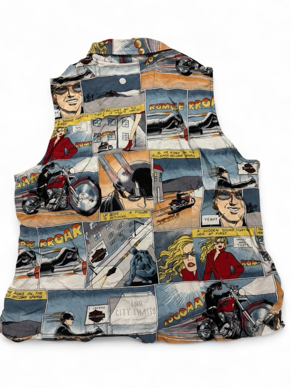 Vintage 90s Harley-Davidson Multicolor Comic Panel Shirt - Picture 3 of 4